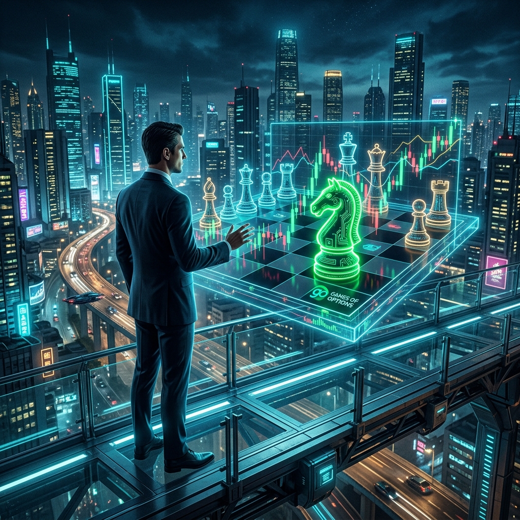 Strategic Mastermind - Khalid Naami as the architect of the future, controlling the financial game through scientific knowledge and data mastery.